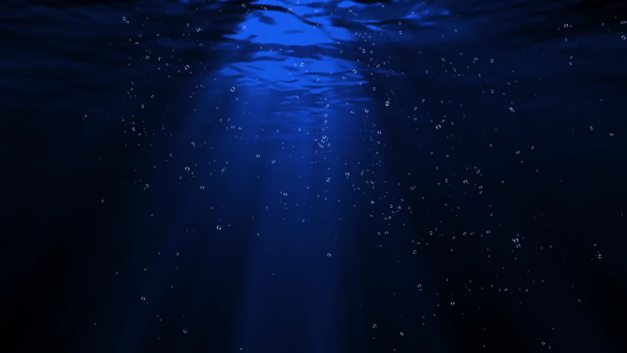 Sun light beams shining With air bubbles rising up to the surface 4K 3D Green Screen loop Animation.