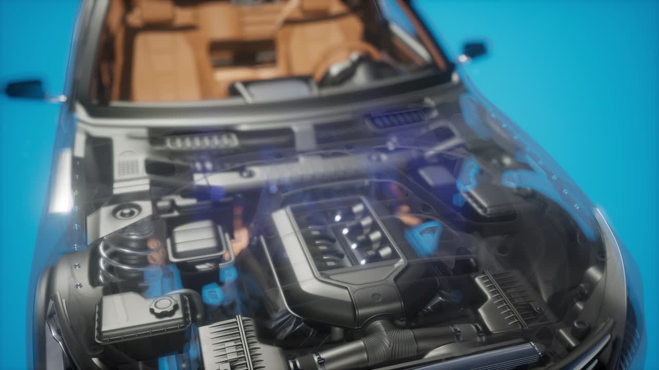 motor y otras partes visibles en el coche