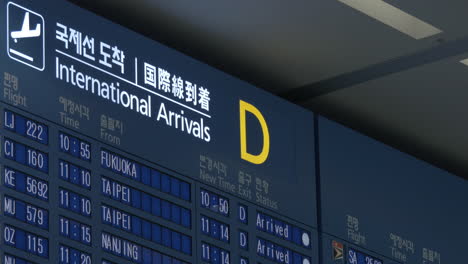 flight schedule of international arrivals in seoul airport