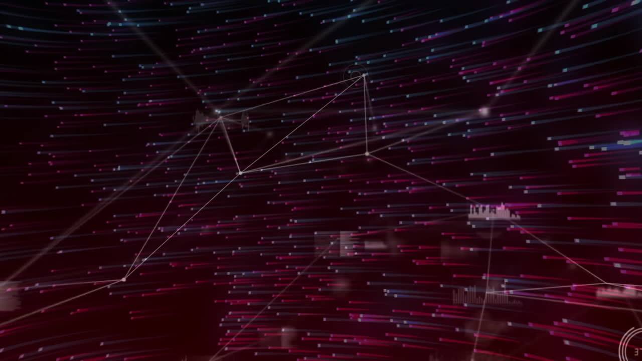 Animation of glowing lines and dots forming abstract network connections in motion