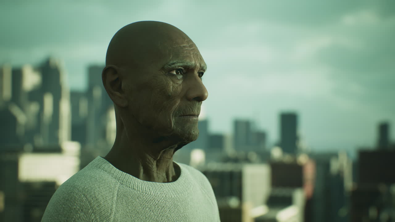 anciano asiático en la ciudad