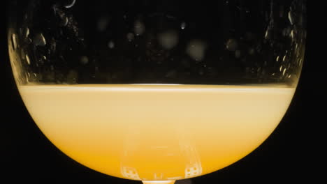 sweet orange juice with alcohol poured in transparent glass