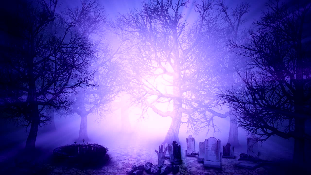 fondo de halloween. calabaza espeluznante con luna y bosque oscuro.