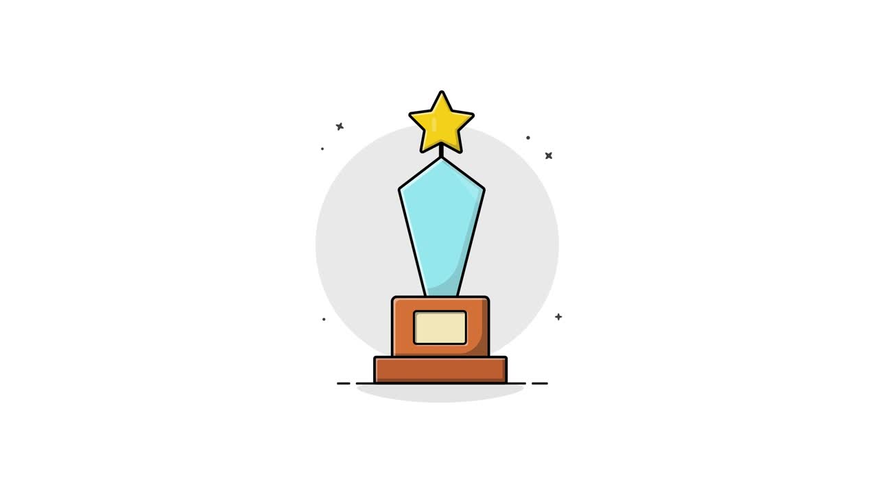 Animated Trophy with Star Award Illustration