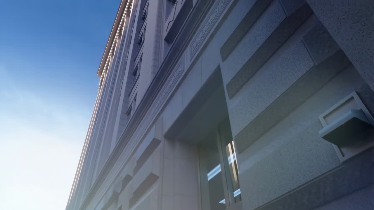 Modern Building Exterior with Blue Sky