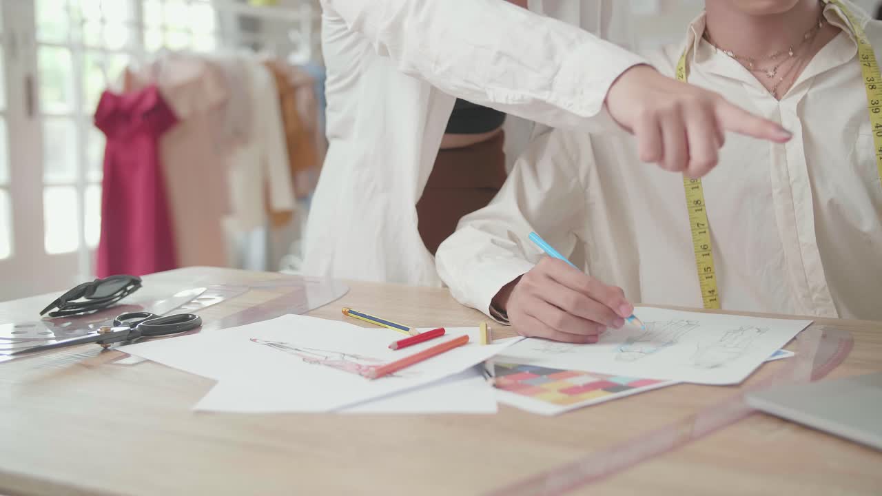 Fashion Designers Working on Sketches