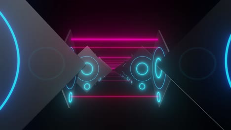 neon geometric tunnel with glowing circles