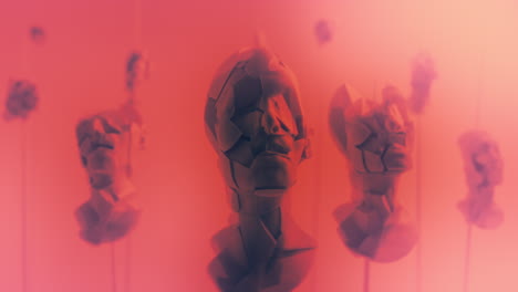 crushed android heads on spikes on the yellow background