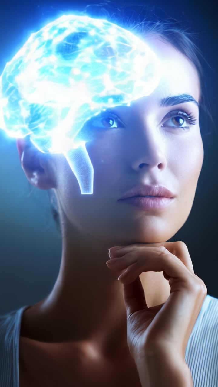 A Deep Dive into Cognitive Reflection: Visualizing Neural Connections and Thought Processes in a Woman's Mind, Exploring the Power of Human Intelligence and Creativity