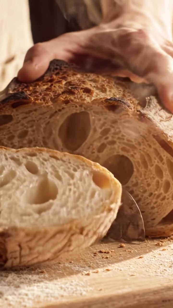 Artisan Bread Freshly Baked with Golden Crust and Soft Interior, Showing Perfect Texture and Aroma, Ideal for Gourmet Sandwiches and Culinary Creations
