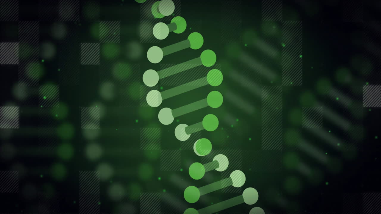 cadena de adn y codificación binaria, animación de procesamiento de datos científicos