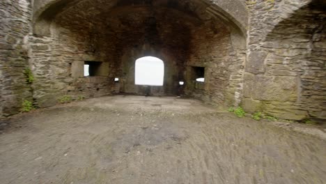 wide pan of derelict castle fort at falmouth