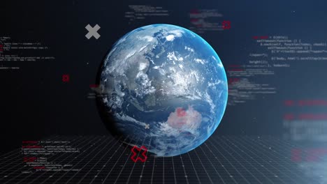 animation of computer data processing over globe