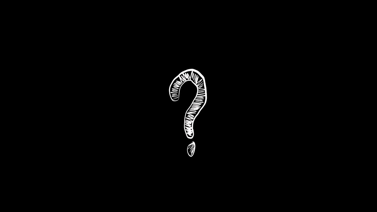 Hand-Drawn Question Mark Symbol on Black Background
