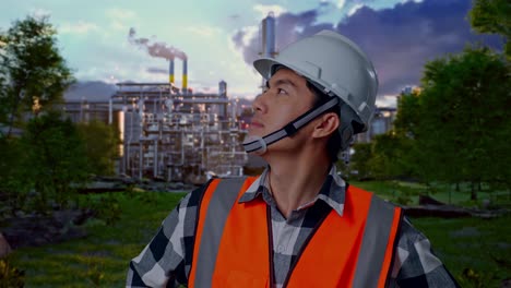 industrial worker in a natural setting