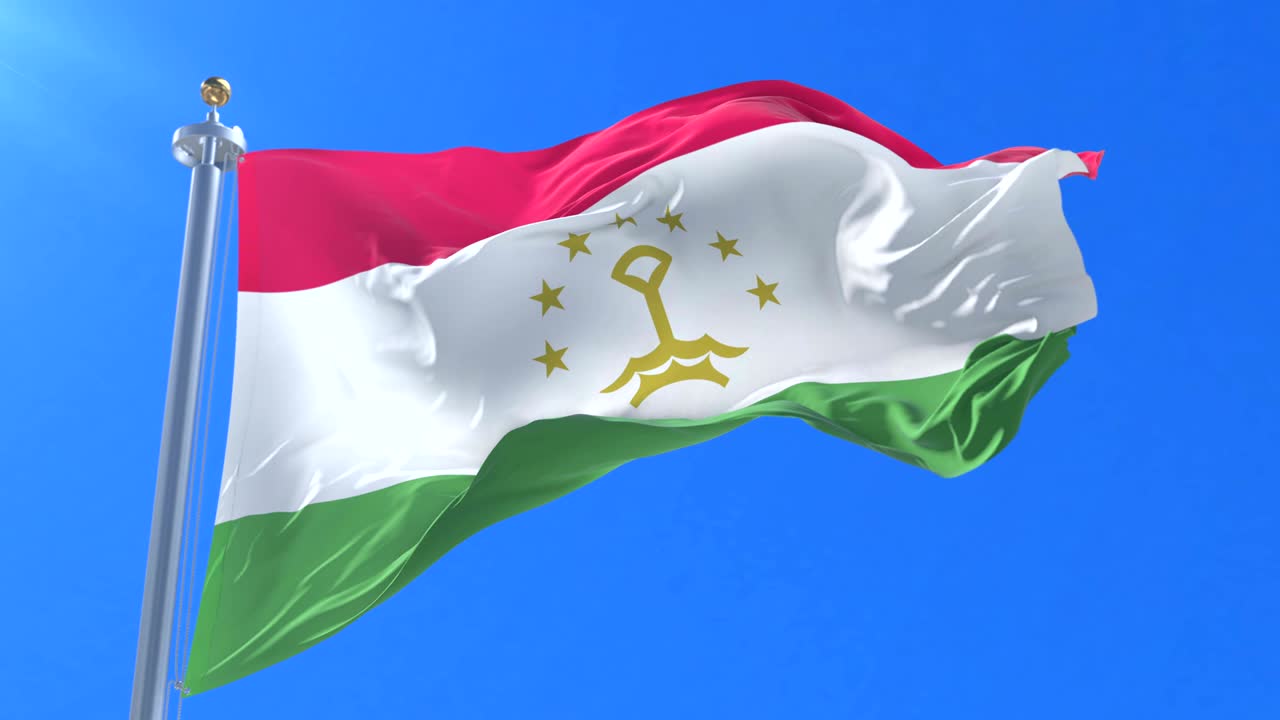 타지키스탄의 발이 파란 하늘과 함께 느리게 바람에 흔들리고, 루프