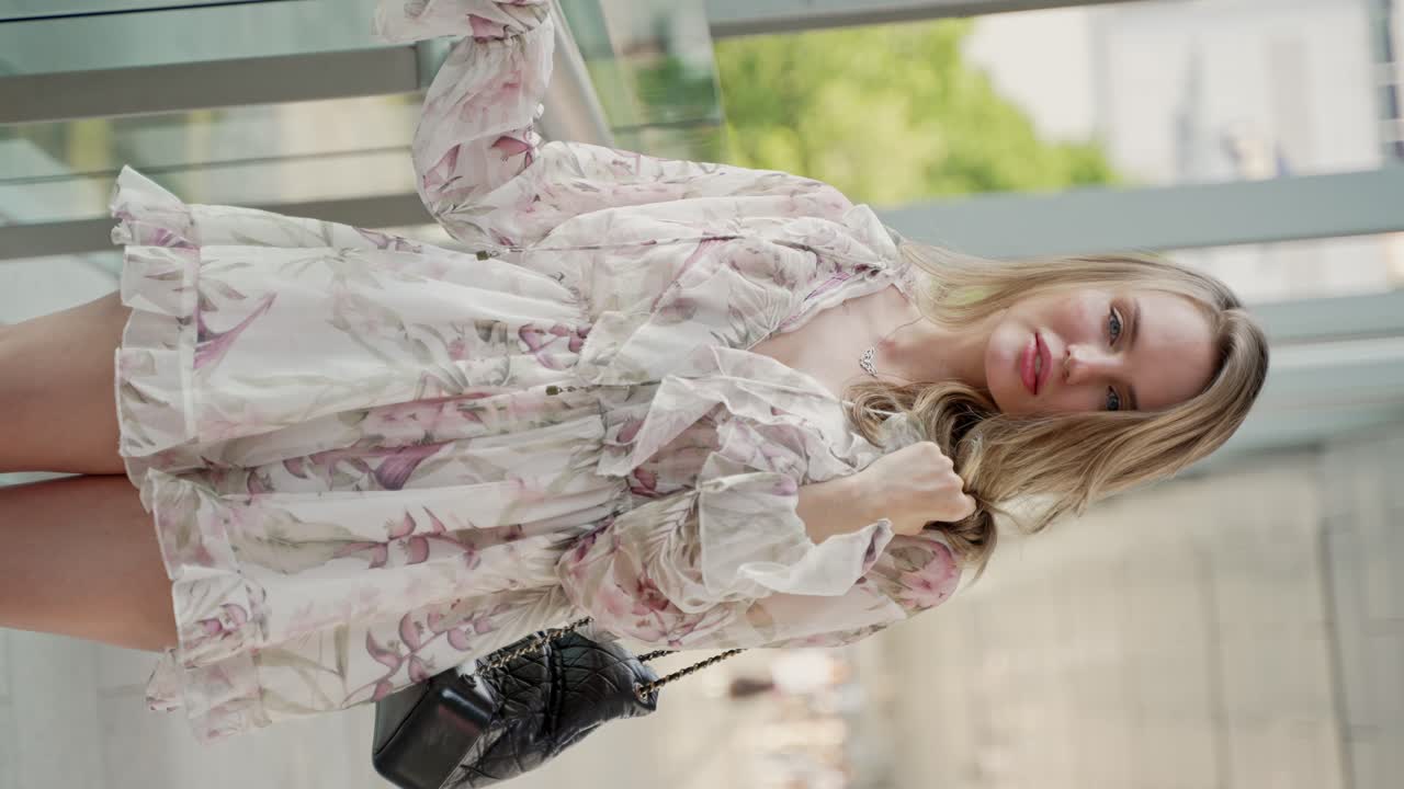 꽃 드레스를 입은 여자