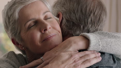 happy mature woman hugging husband middle aged couple enjoying romantic relationship embracing sharing good news feeling joy 4k footage