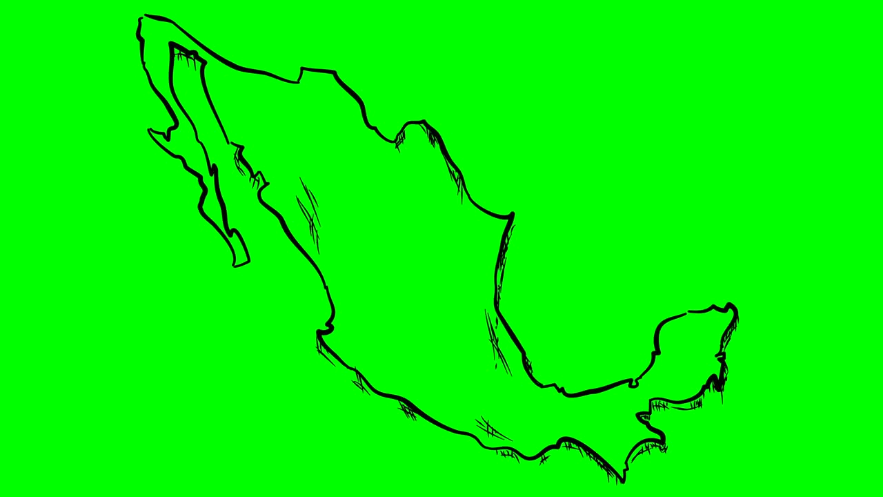 녹색 화면에 멕시코 그림 윤 지도 고립 된 화이트 보드