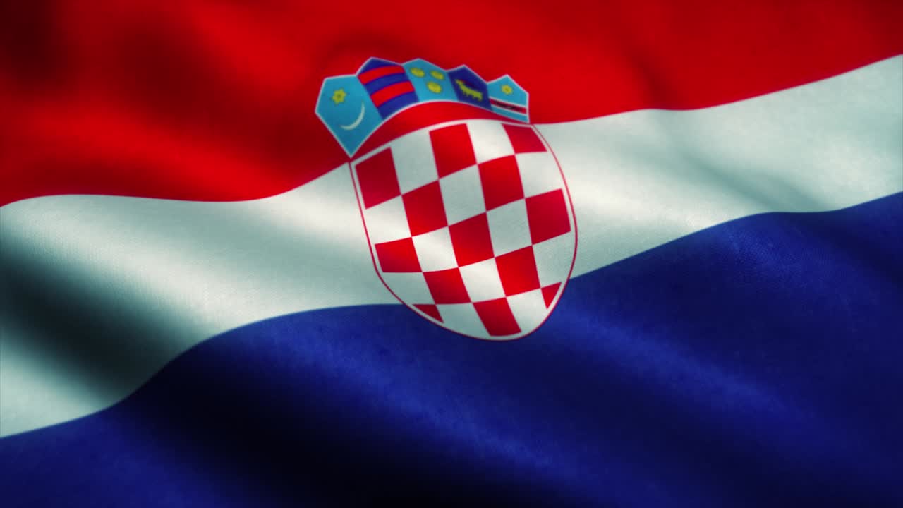 크로아티아 발이 바람에 흔들리는 크로아시아의 국기 크로아시아의 표지 무결 루프 애니메이션 4k