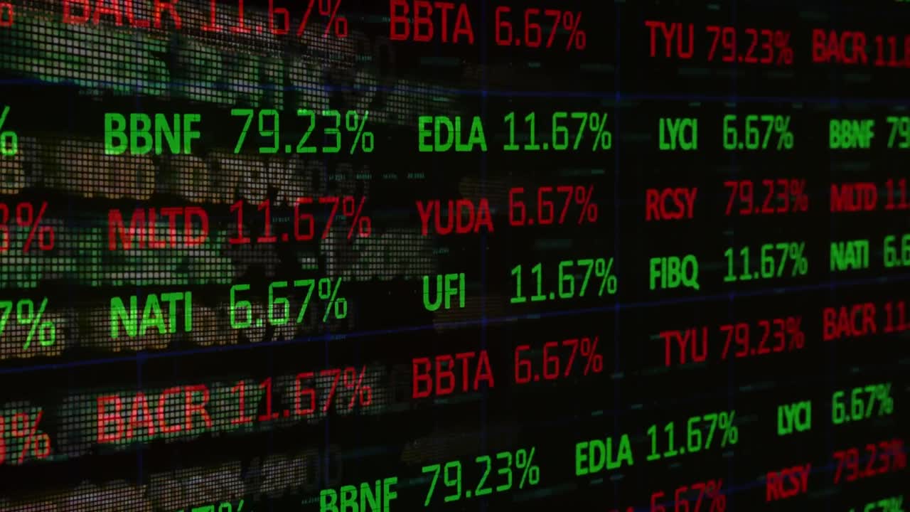animación de la bolsa de valores y procesamiento de datos financieros