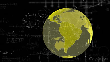 animation of connections and mathematical data processing over globe