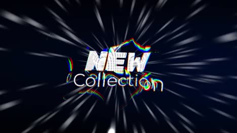 animation of new collection text over white moving lights