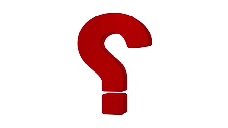 Red question mark rotating on transparent background with alpha channel.