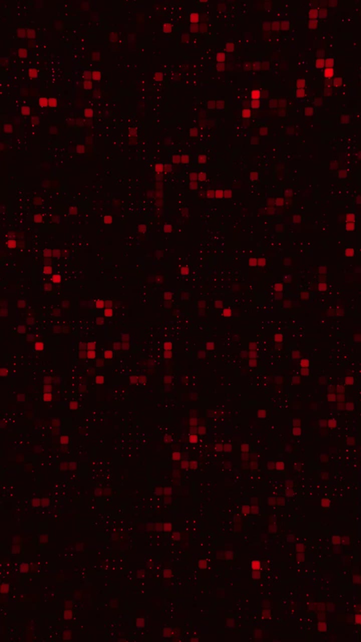 Abstract Red Digital Pixels Flickering on Dark Background