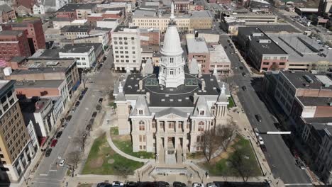 aerial view of city center town hall