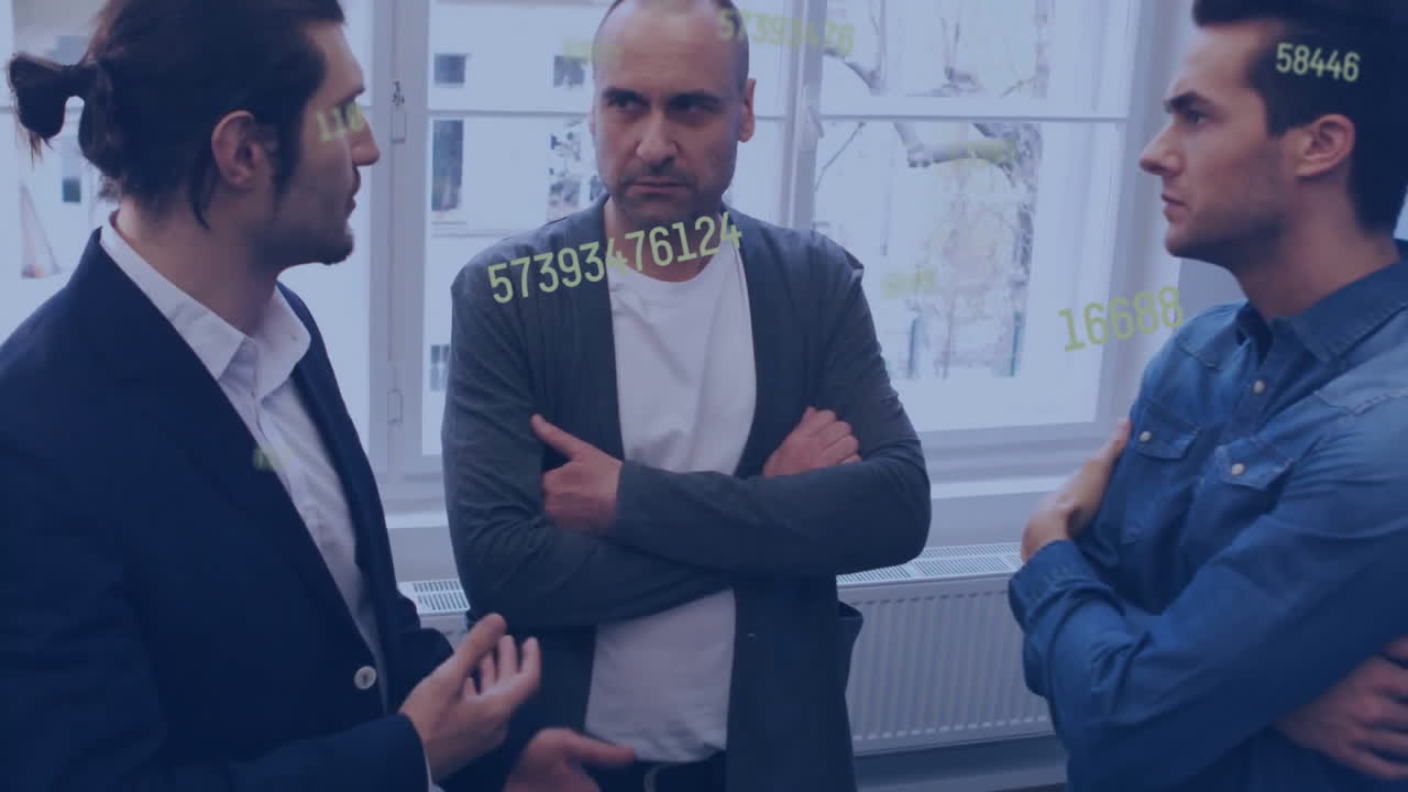 animación de procesamiento de números sobre diversas personas de negocios en la oficina