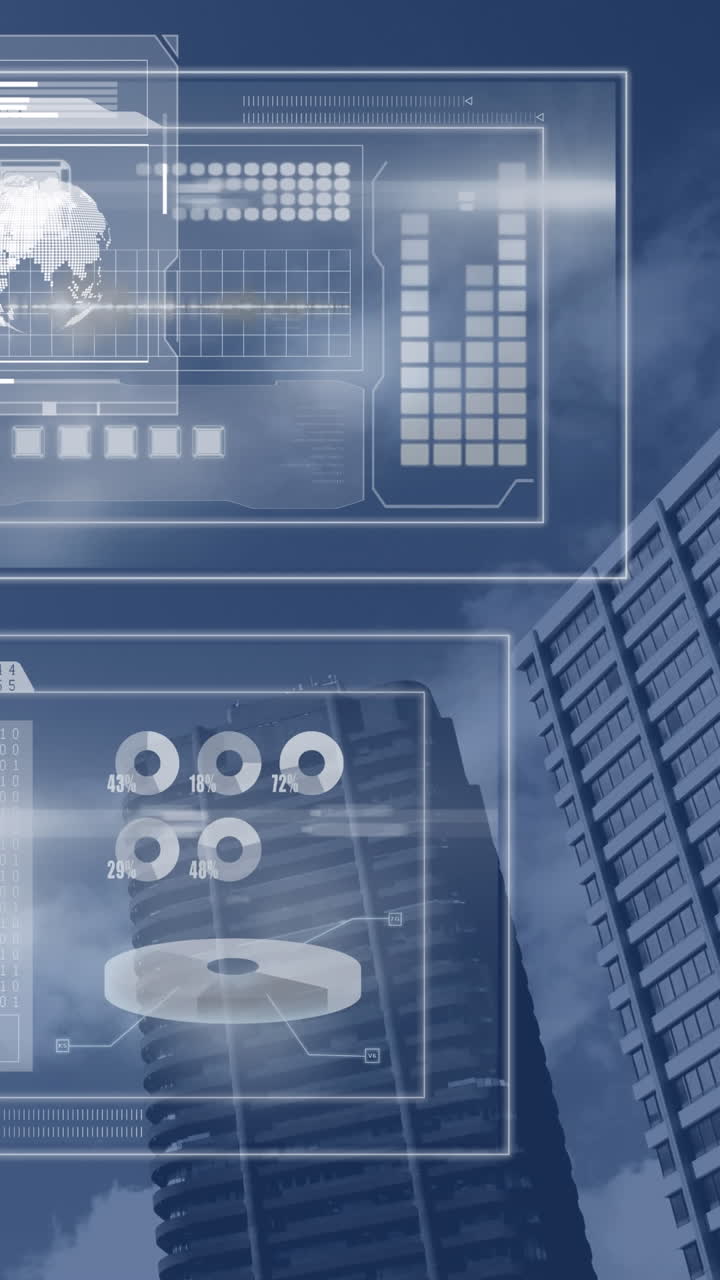 Animation of data processing over cityscape | Premium Stock Video Footage
