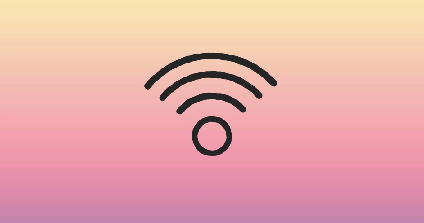 Animation of wi-fi icon against gradient background