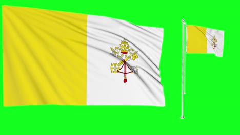 Greenscreen-Schwenkt-Die-Flagge-Oder-Den-Fahnenmast-Der-Vatikanstadt