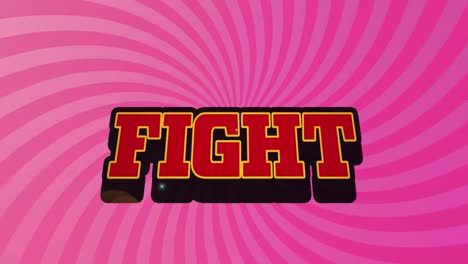 Animation-of-fight-text-banner-against-radial-rays-in-seamless-pattern-on-red-background