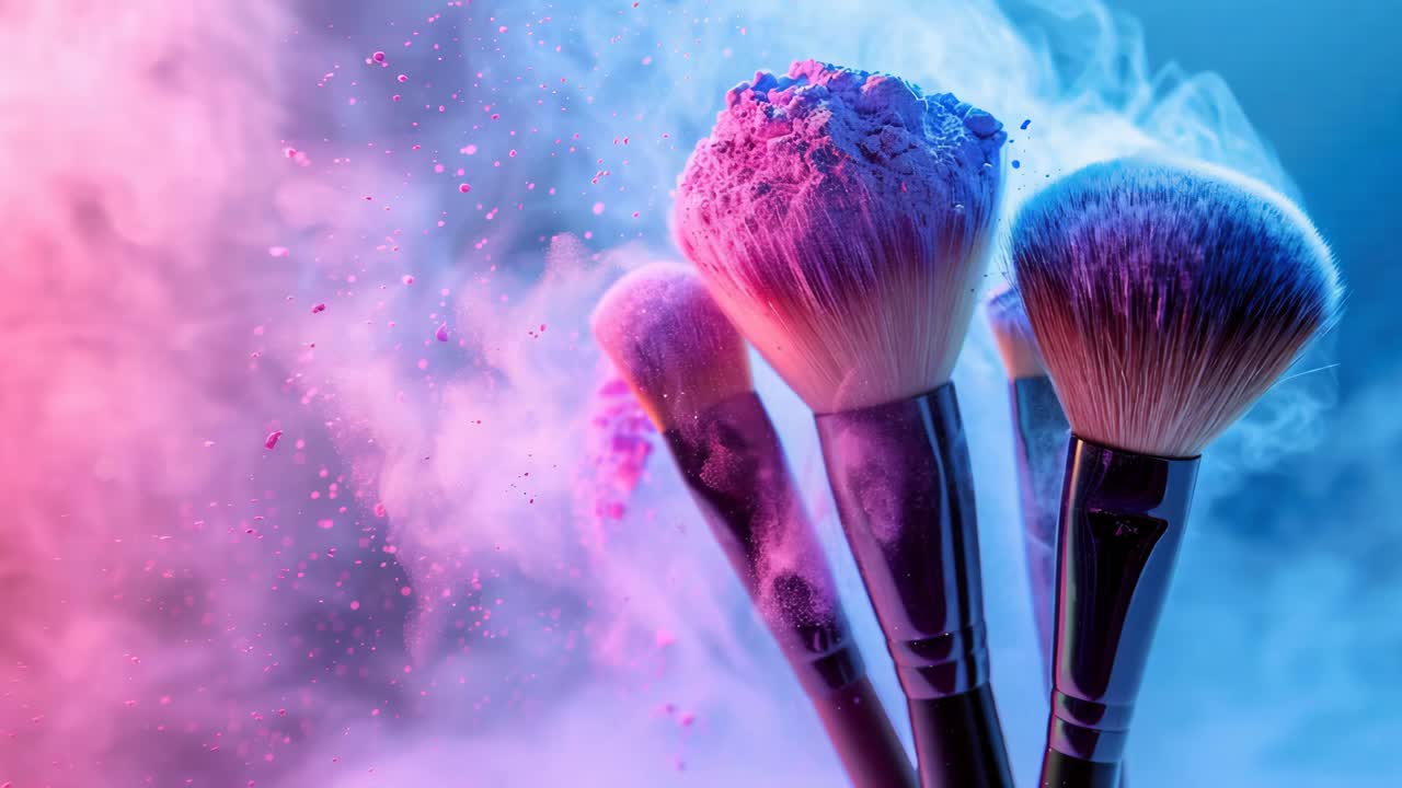 Makeup Brushes in Neon Light