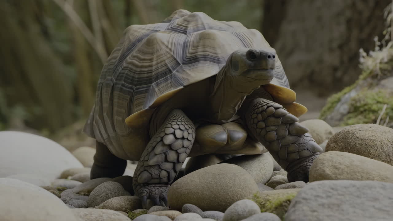 A tortoise on rocks