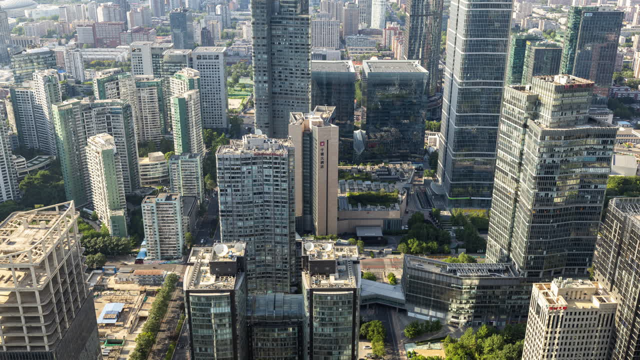 Timelapse of the Beijing city skyline from a high vantage point