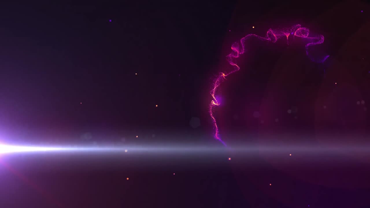 Animation of multiple glowing spots moving in hypnotic motion on purple background
