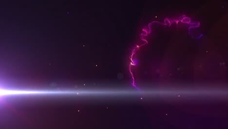 Animation-of-multiple-glowing-spots-moving-in-hypnotic-motion-on-purple-background