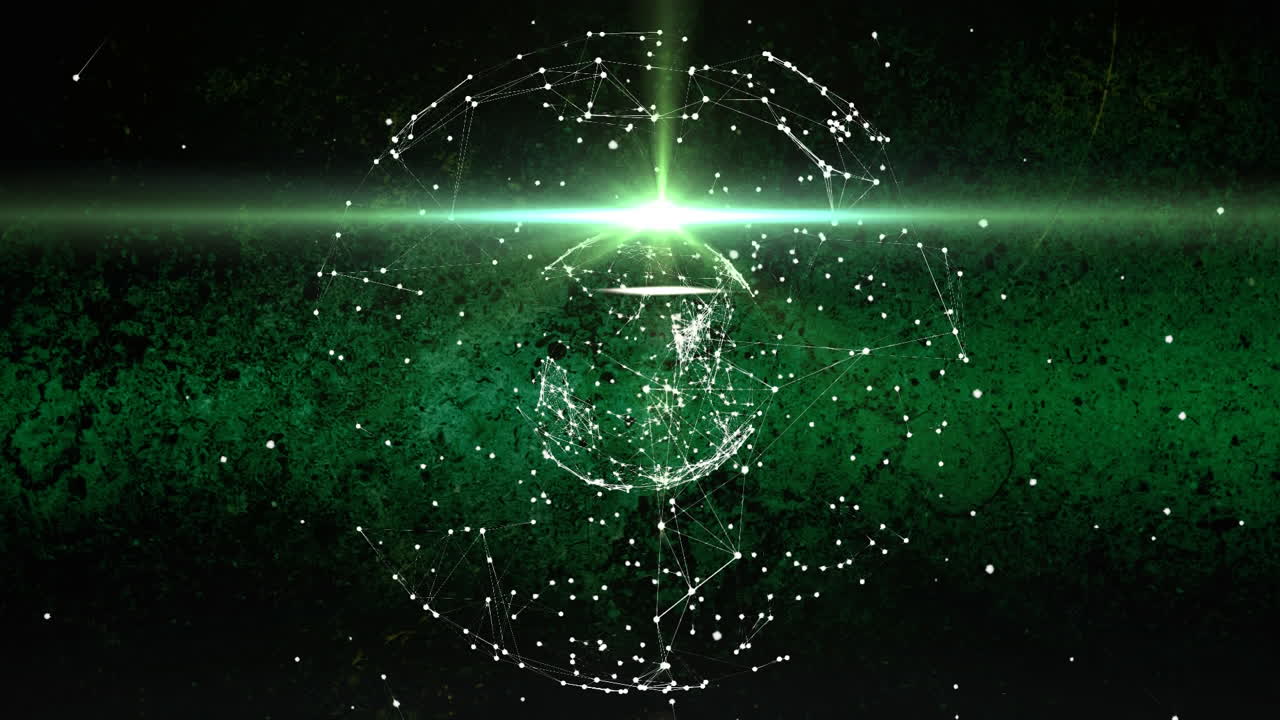 녹색 배경에 회전하는 연결의 지구의 애니메이션