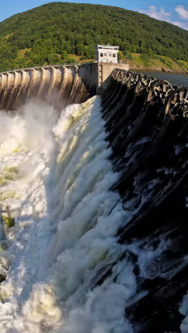 powerful water flow over a dam