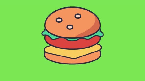 animated jumping cheeseburger green screen 4k