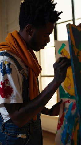 artist painting in a studio
