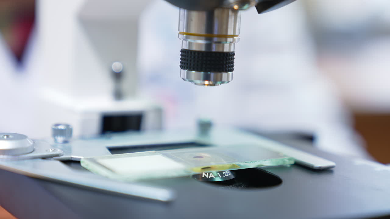 Microscope Close-up in a Laboratory Setting