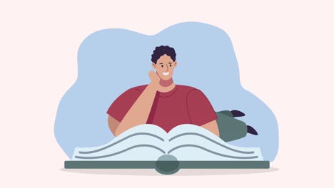 joven estudiante leyendo un libro de texto