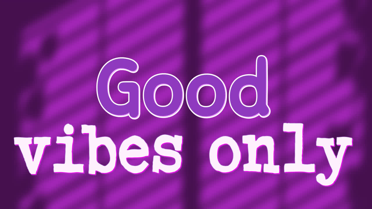 animación de buenas vibraciones sólo texto sobre sombras