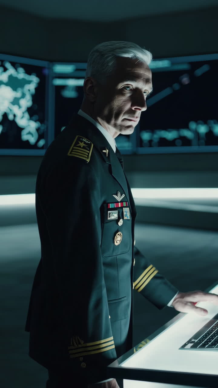 Military General in Command Center