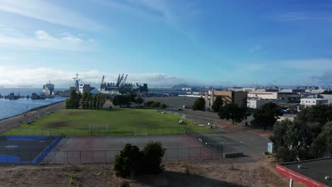 Beautiful-Naval-station-with-large-ships-in-the-port