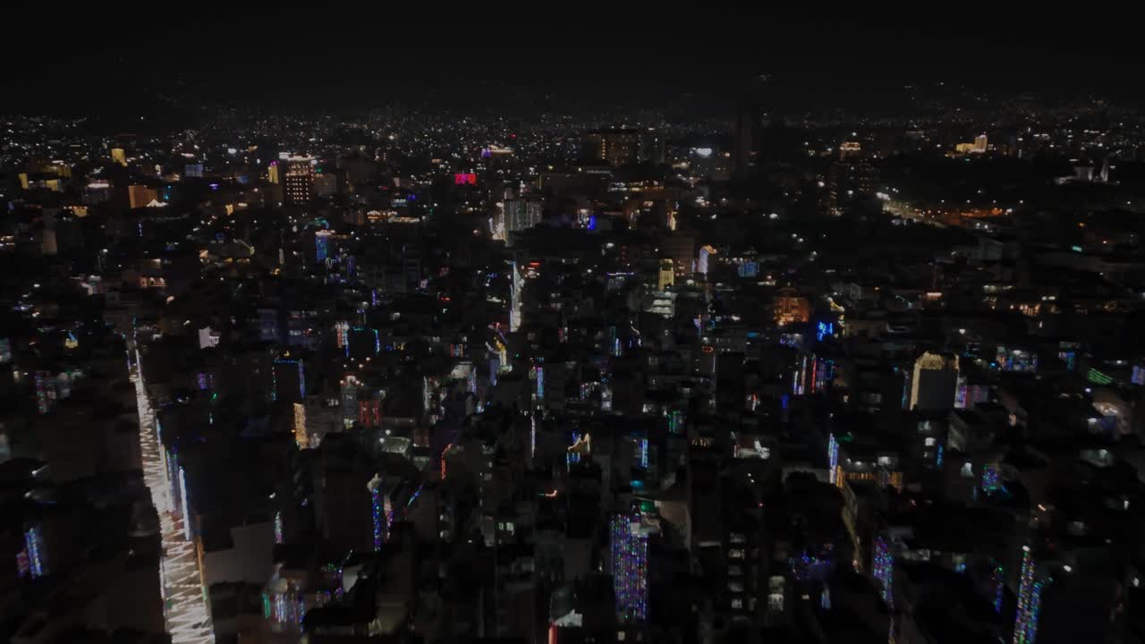 Beautiful drone footage of Kathmandu city at night during Diwali (Tihar), glowing with colorful lights, diyas, and decorations that reflect Nepal’s vibrant culture, joy, and festive celebration